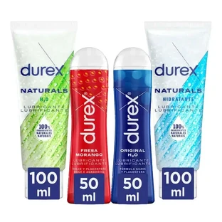 Набір лубрикантів Durex Natural, 100 мл + Original, 50 мл + Hyaluronic Acid Naturals, 100 мл + Strawberry, 50 мл