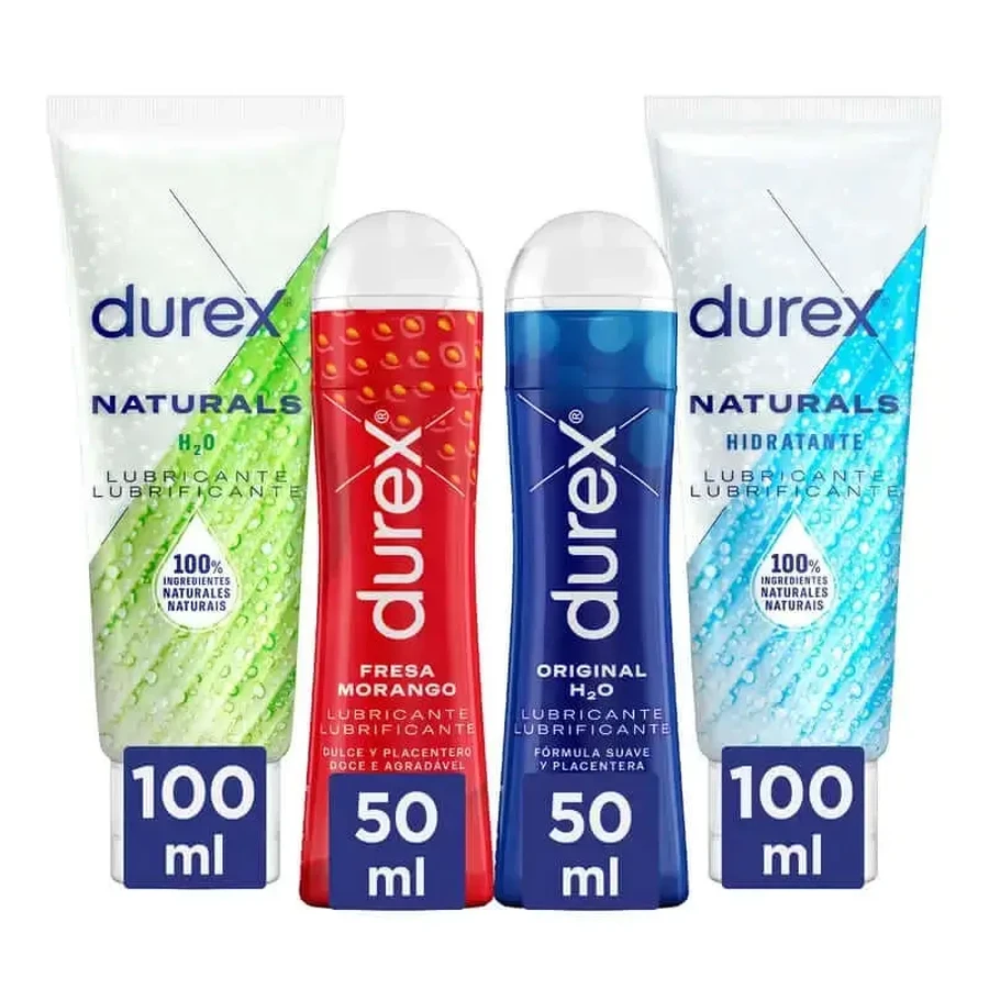 Набір лубрикантів Durex Natural, 100 мл + Original, 50 мл + Hyaluronic Acid Naturals, 100 мл + Strawberry, 50 мл: ціни та характеристики