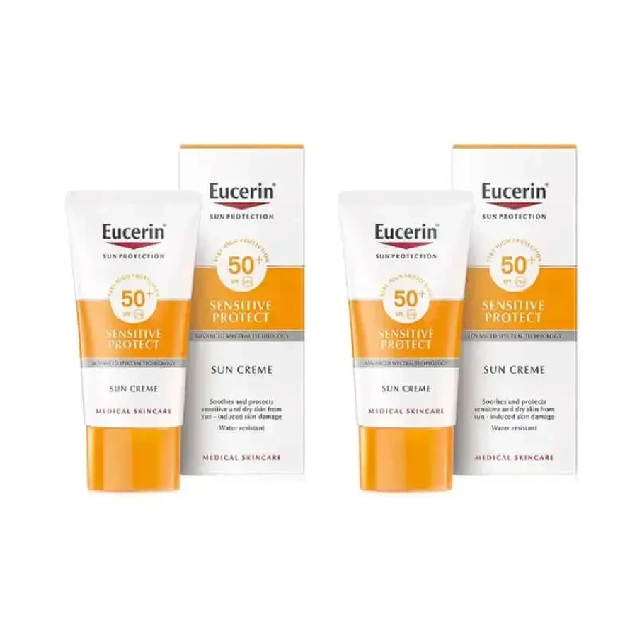 Сонцезахисний крем Eucerin Sensitive Protect SPF50+, 2х50 мл: ціни та характеристики