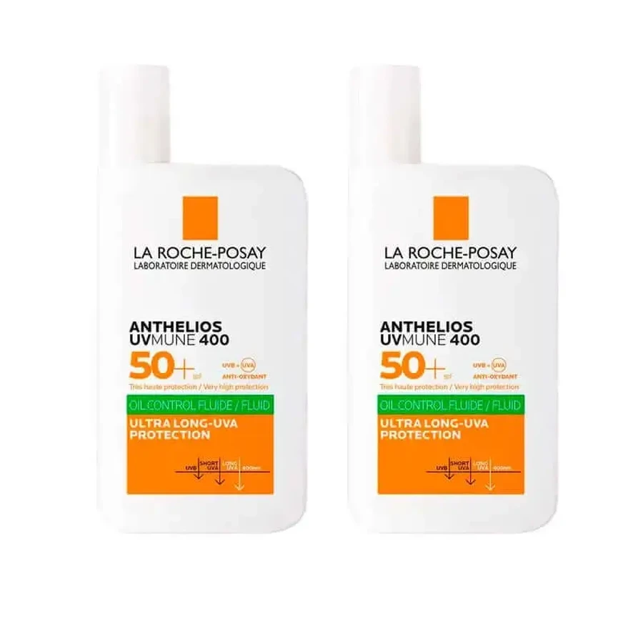 La Roche Posay Anthelios Uv-Mune 400 Oil Control Невидимий флюїд SPF50+ Colour Free 2х50 мл: ціни та характеристики