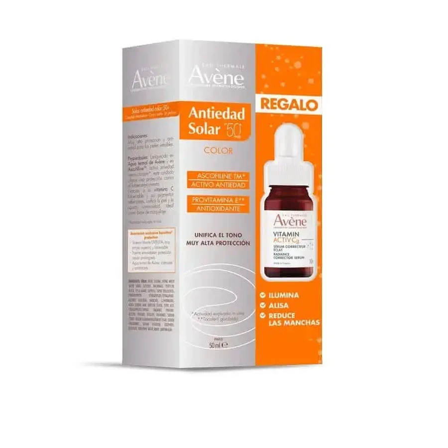 Avene Антивікова сонцезахисна фарба для обличчя + міні-сироватка з вітаміном С 10 мл: ціни та характеристики