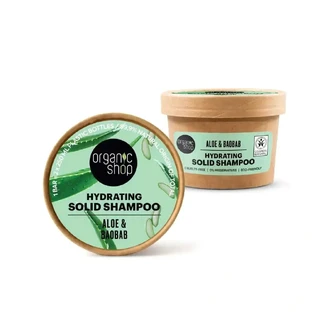 Твердий зволожуючий шампунь Organic Shop Алое та баобаб, 60 г