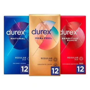 Презервативи Durex Original Natural Plus, 12 штук + Sensitive Soft, 12 штук + Real Feel, 12 штук