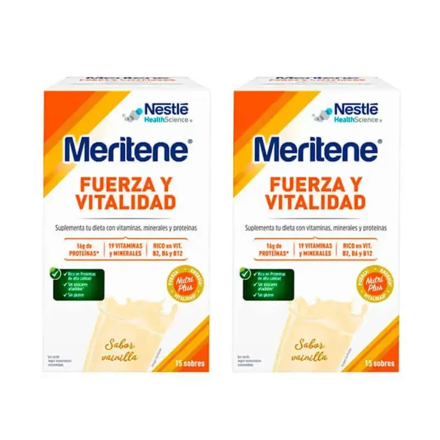 Meritene Strength & Vitality Shake зі смаком ванілі 2х15 пакетиків, 30 г: ціни та характеристики