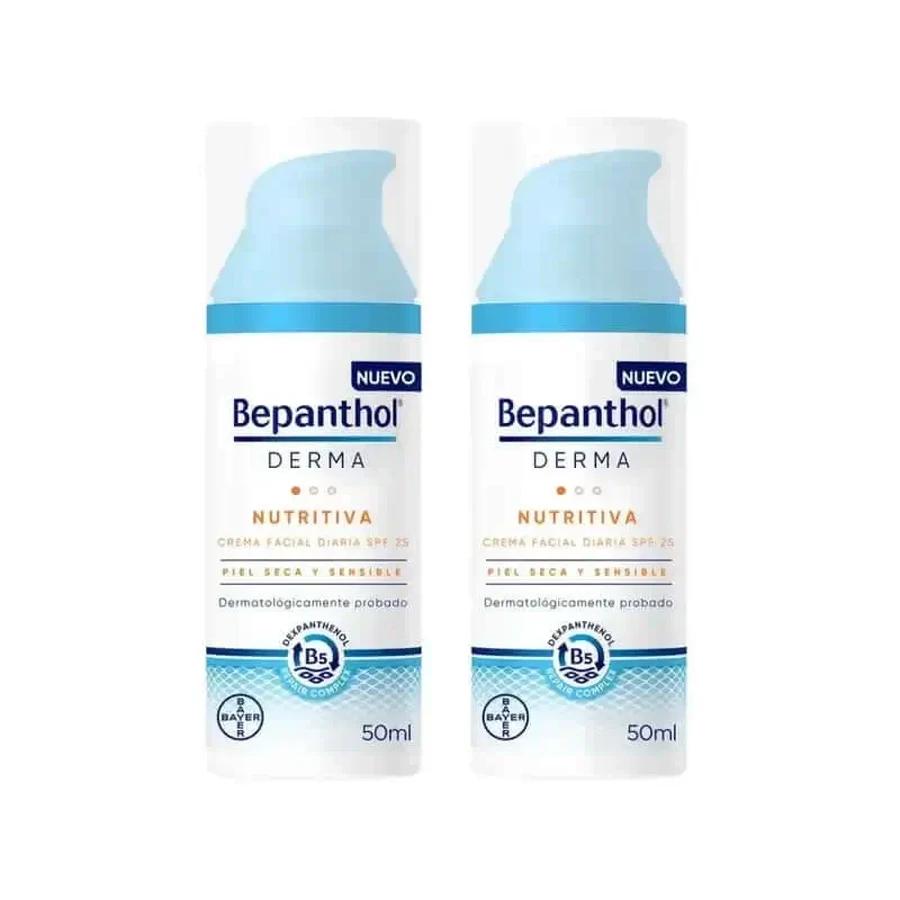 Щоденний живильний крем для обличчя Bepanthol Derma Spf 25, 2X50 мл: ціни та характеристики