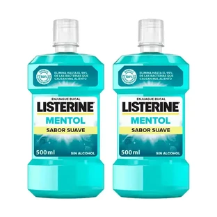Ополіскувач для порожнини рота Listerine Duplo, м'який ментоловий смак, без спирту, щоденне використання, 2 x 500 мл