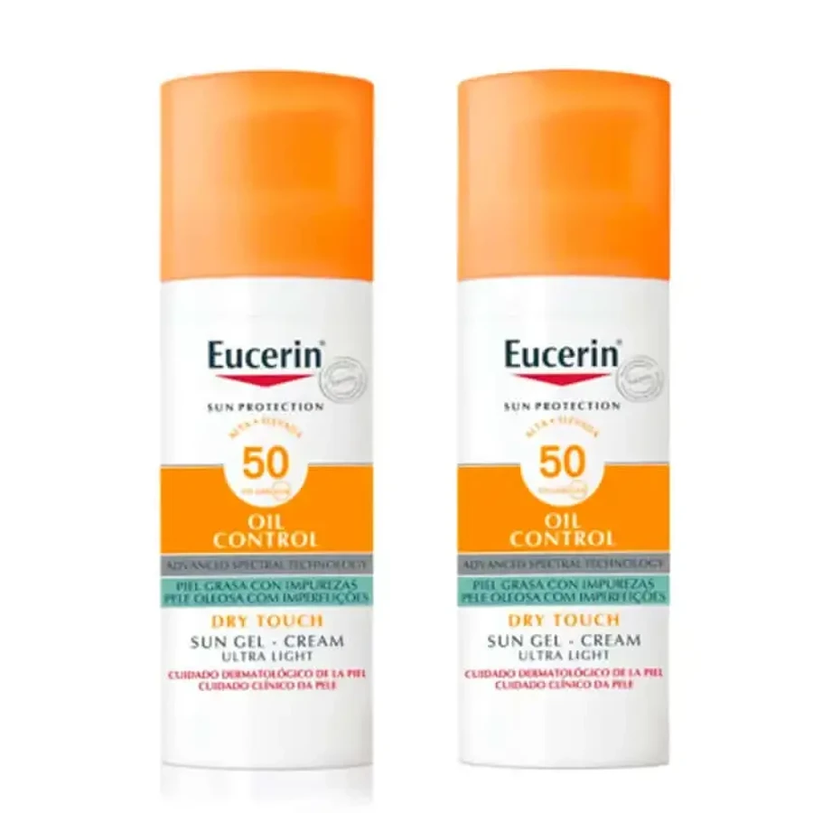 Eucerin Сонцезахисна олія для обличчя Dry Touch SPF 50+, 2 x 50 мл: ціни та характеристики