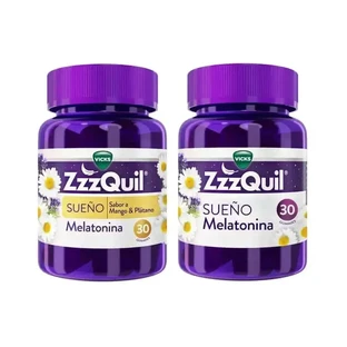 ZzzQuil Мелатонін Оригінальний мелатонін + смак манго, упаковка 2х30 жувальних гумок