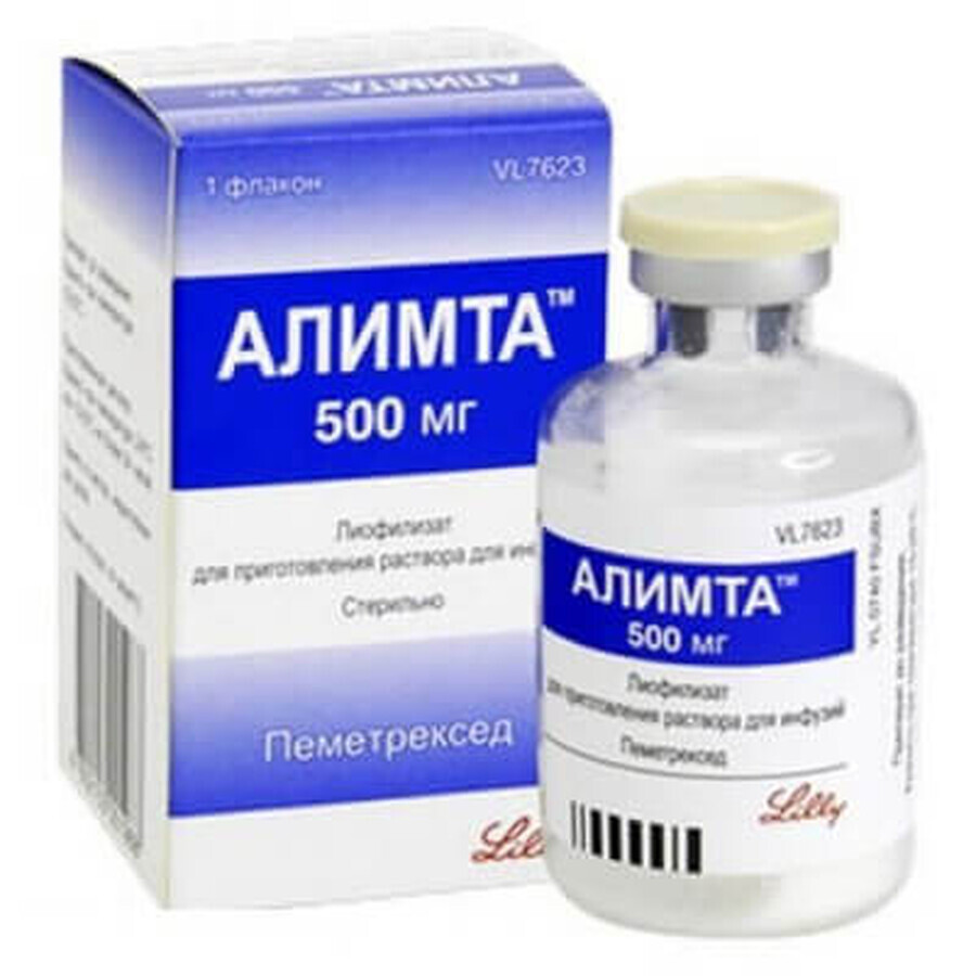 Алімта пор. ліофіл. д/п конц. д/інф. 500 мг фл.: ціни та характеристики