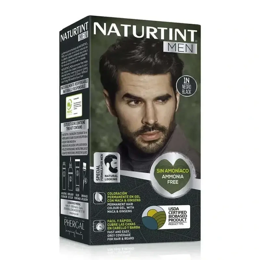 Naturtint Men Перманентная краска для волос и бороды для мужчин без аммиака 1N - черный: цены и характеристики