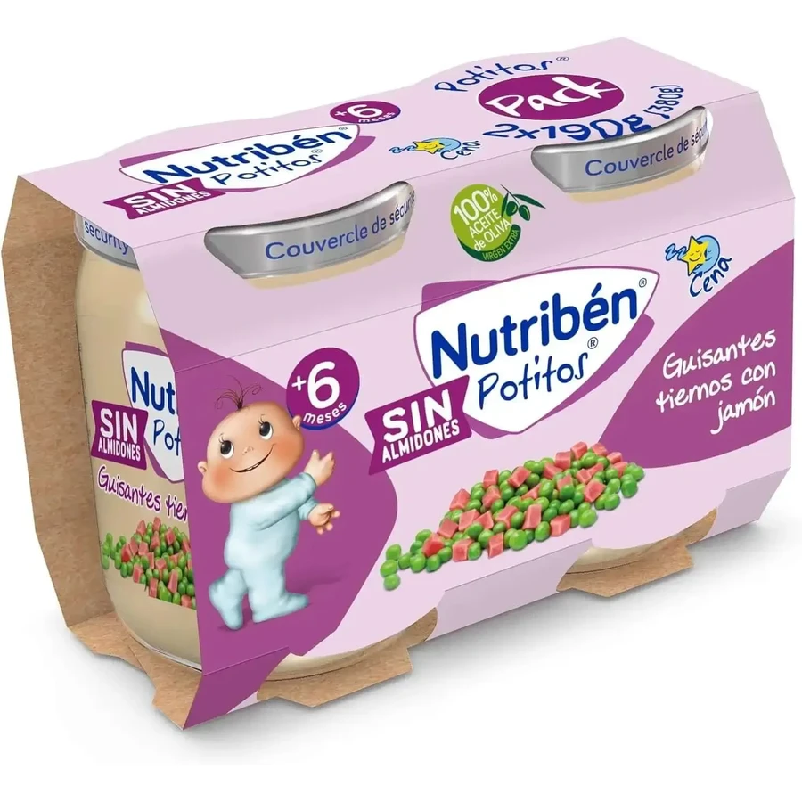Nutribén Пакет Potito Мелкий горошек с ветчиной, 2X190 г: цены и характеристики