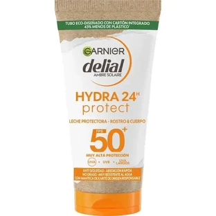 Garnier Delial Protective Milk Spf 50+ Hydra 24 Protect, водостойкая и увлажняющая формула с маслом ши