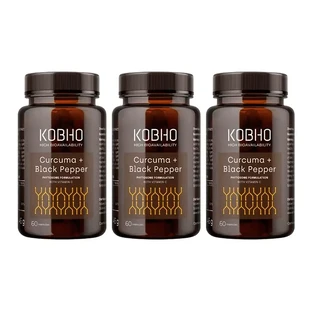 Добавка Kobho Labs Turmeric + Black Pepper, 3 x 60 капсул