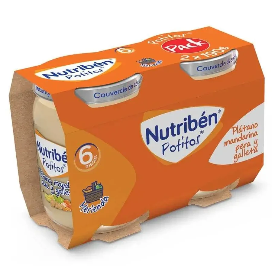 Детское питание Nutriben Банан, мандарин, груша и бисквит, 2 х 190 г.: цены и характеристики