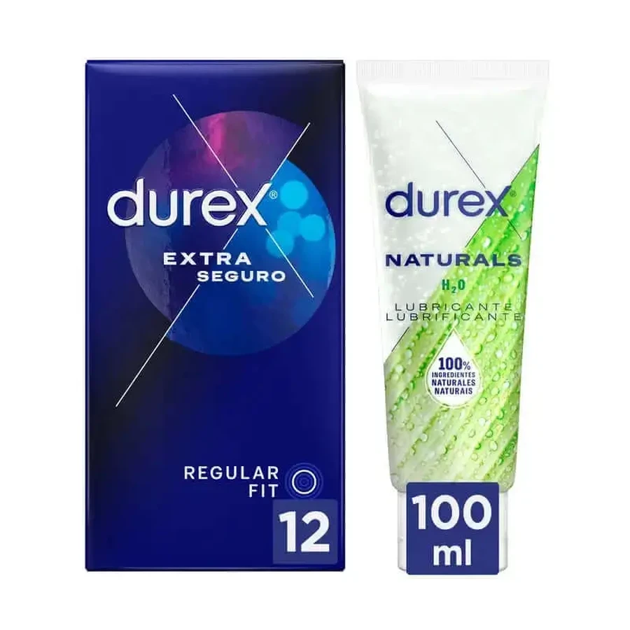 Durex Extra Safe 12 шт + натуральный лубрикант (зеленый) 100 мл: цены и характеристики