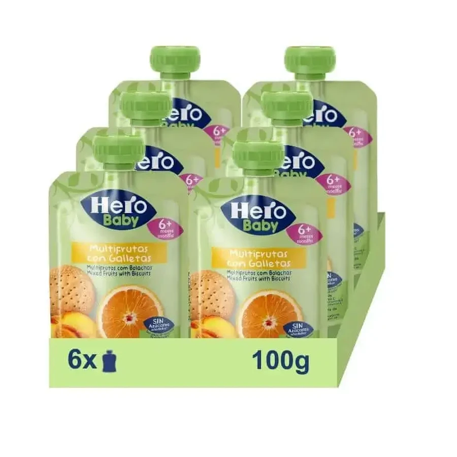 Hero Baby Мультифруктовый пакет с печеньем, 6 X 100 г: цены и характеристики