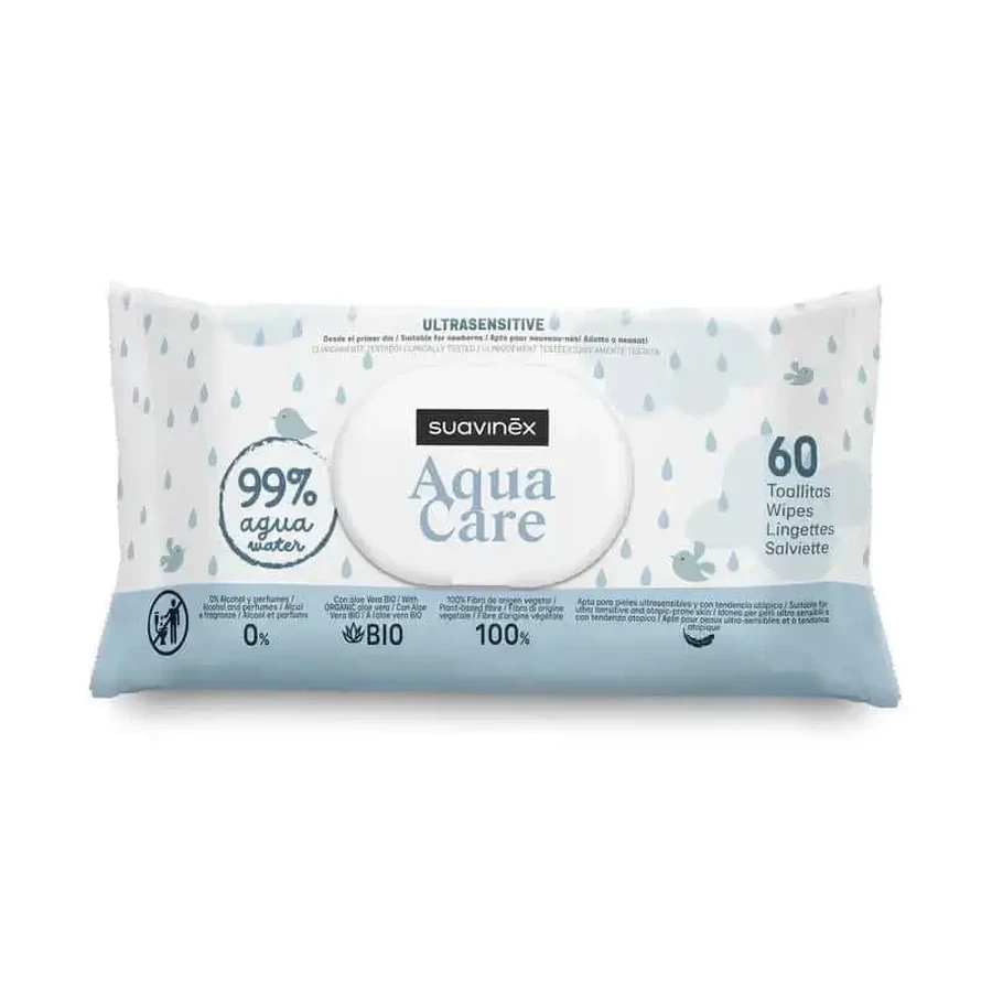 Серветки Suavinex Aqua Care, 60 шт.: ціни та характеристики
