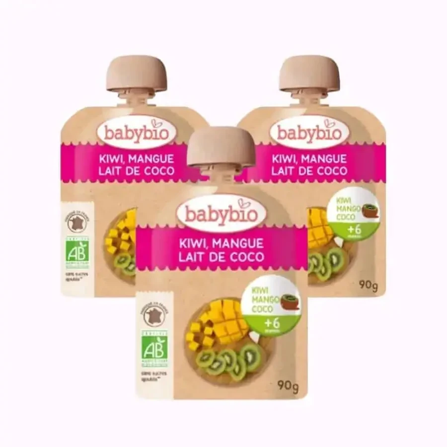 Babybio Пауч Ківі Манго Кокос, упаковка 3 х 90 г: ціни та характеристики