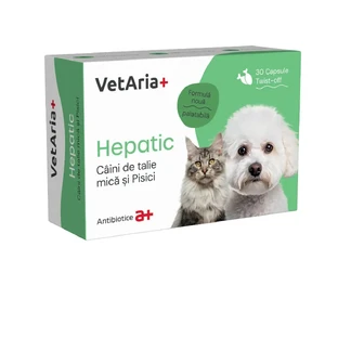 VETARIA+ Hepatic для мелких собак, XS-S, добавка для печеночной системы собак и кошек, курица, коробка, 30 капсул