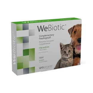 ВЕФАРМ WeBiotic, XS-XL, добавка для пищеварительной системы для собак и кошек, флакон, 30 таблеток