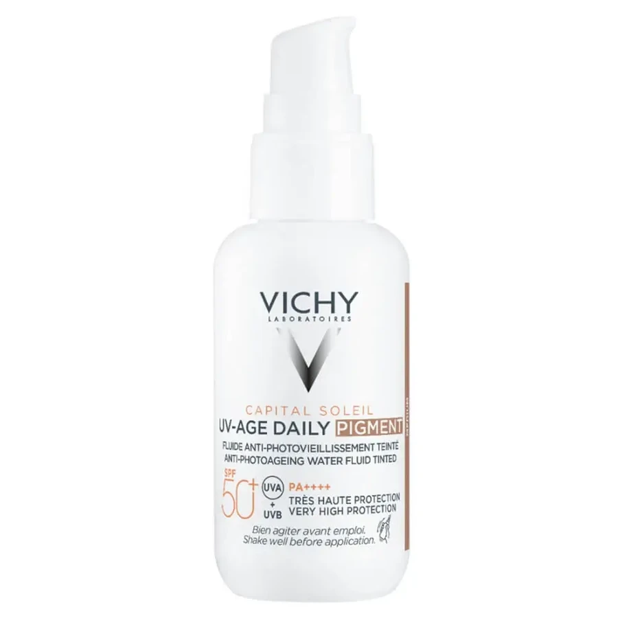Vichy Capital Soleil UV-Age Денний пігментний флюїд для обличчя з середнім ступенем захисту SPF50+ 40 мл: ціни та характеристики