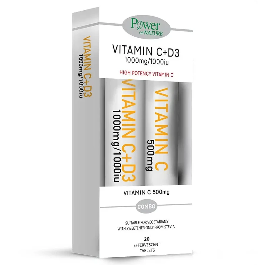 Power Health Promo Pack Вітамін C+D3 1000мг/1000iu 20 табл. та Вітамін C 500мг 20 табл.: ціни та характеристики