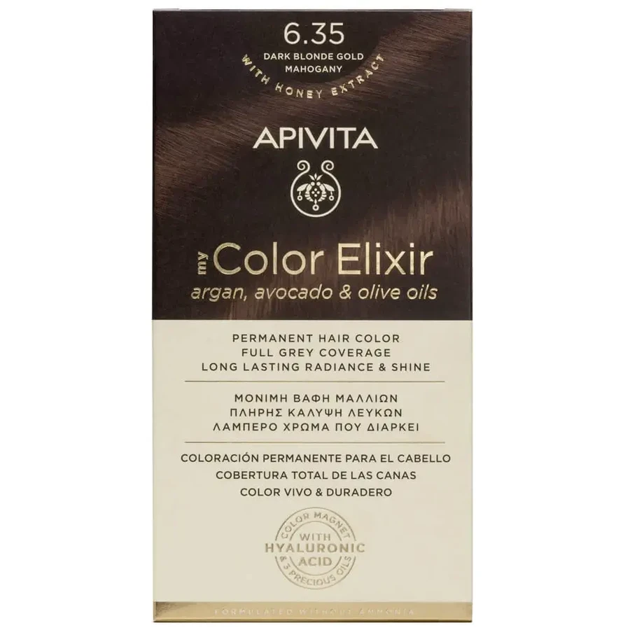 Еліксир для перманентної фарби для волосся Apivita My Colour Elixir N6,35 Темно-русявий медовий махагон: ціни та характеристики
