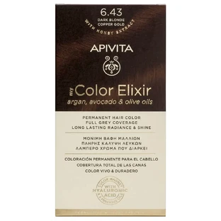 Еліксир для перманентної фарби для волосся Apivita My Color Elixir N6,43 Темно-русявий мідно-медовий русявий