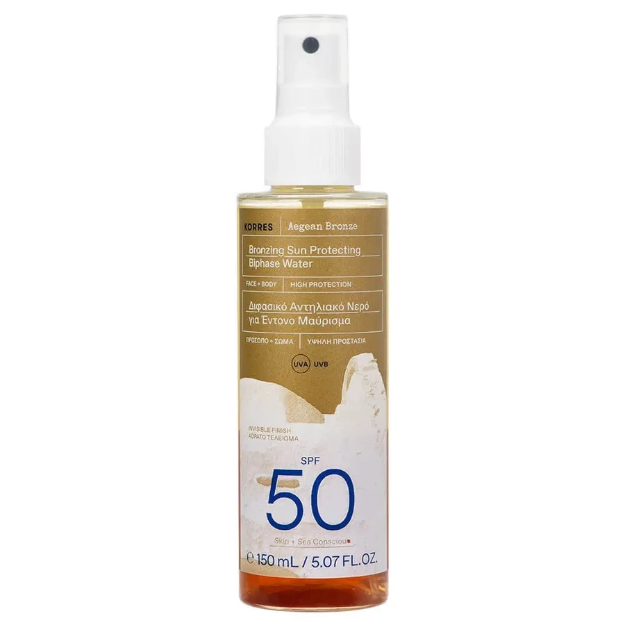 Korres Aegean Aegean Bronze Бронзуюча сонцезахисна двофазна вода SPF50 150мл: ціни та характеристики
