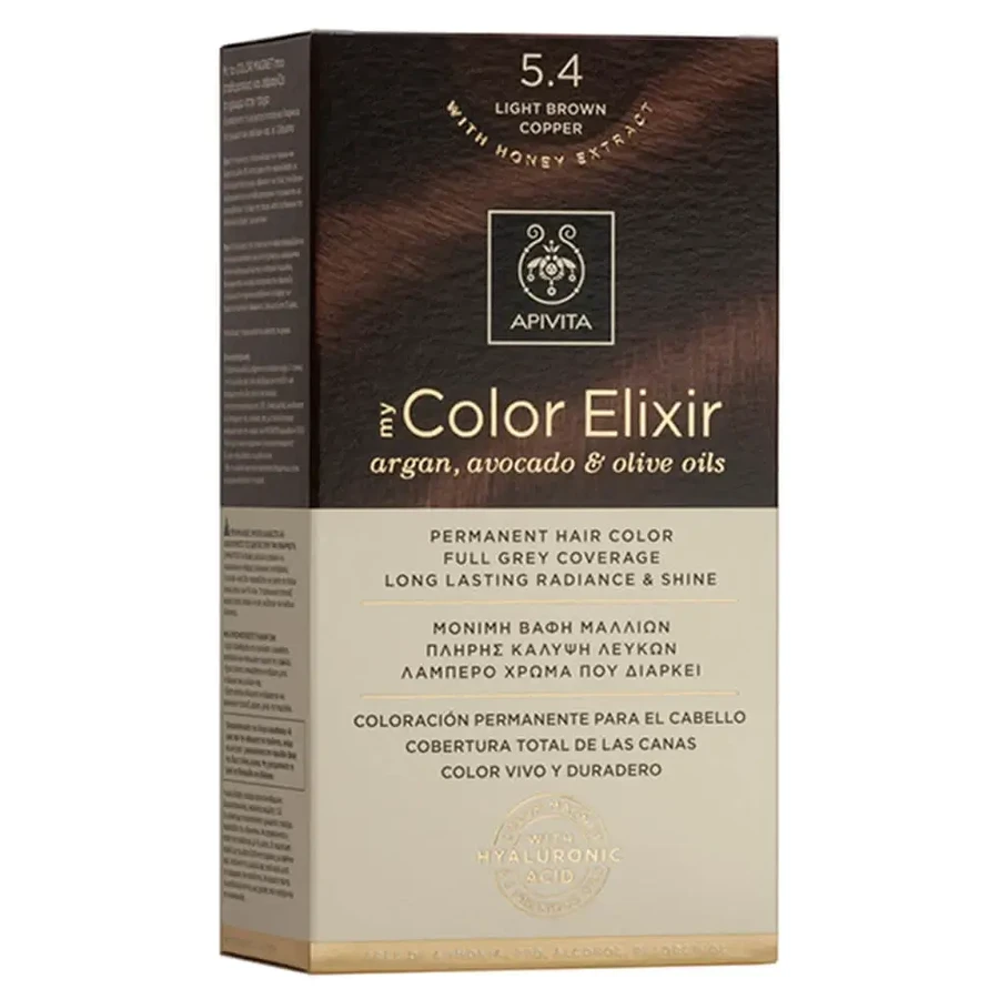 Еліксир для перманентної фарби для волосся Apivita My Colour Elixir N5.4 Коричневий світло-бронзовий: ціни та характеристики