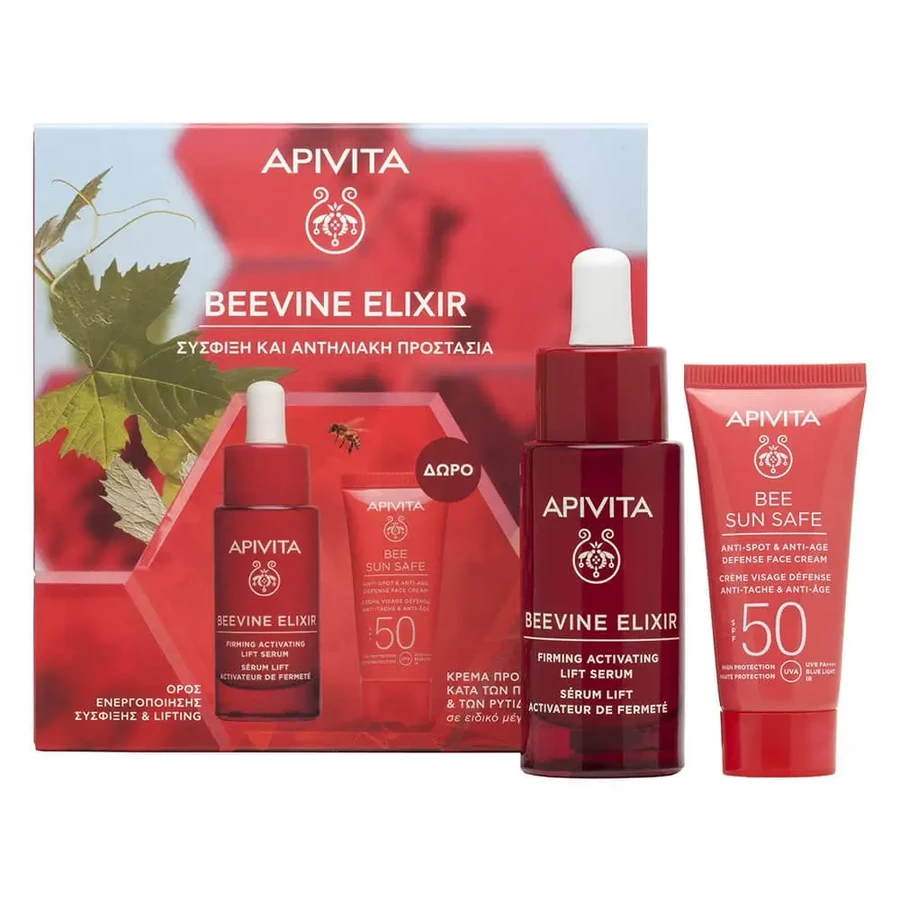 Apivita Promo Pack Beevine Elixir Firming & Lifting Activating Serum 30 ml & FREE Bee Sun Safe Anti-Spot & Anti-Age Face Cream SPF50 15 ml: цены и характеристики