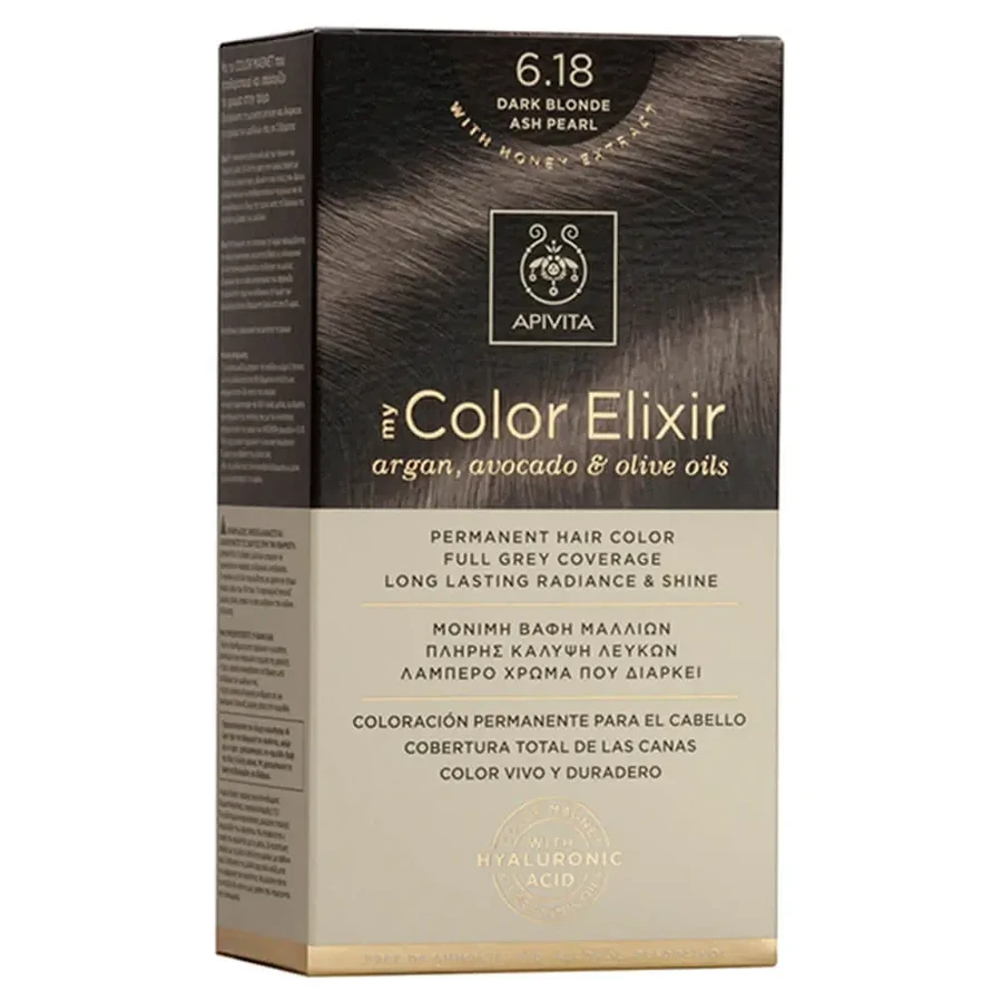 Apivita My Colour Elixir Перманентная краска для волос N6,18 Темный сандаловый блондин: цены и характеристики