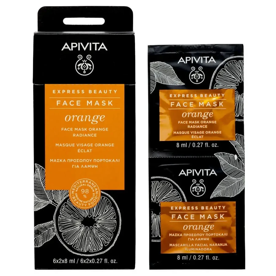 Омолоджуюча маска для обличчя Apivita Express Beauty Апельсин 2х8мл: ціни та характеристики