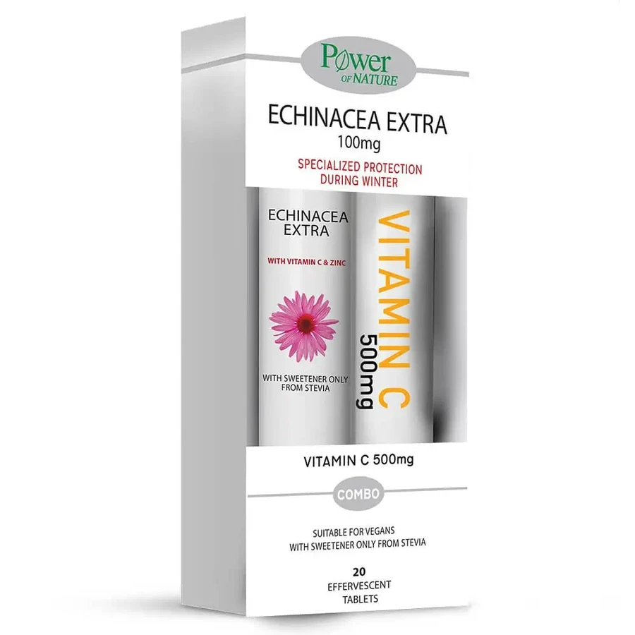 Power Health Promo Pack Ехінацея екстра зі стевією 24 табл. з лимоном та вітаміном С 500 мг зі смаком апельсина 20 табл.: ціни та характеристики