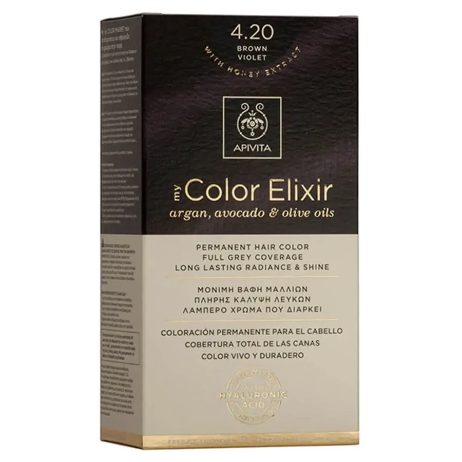 Еліксир для перманентної фарби для волосся Apivita My Colour Elixir N4,20 Фіолетово-коричневий: ціни та характеристики