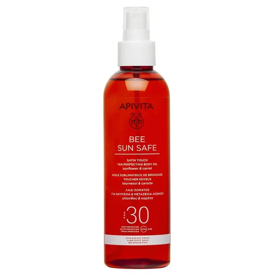 Apivita Bee Sun Safe Satin Touch засмагаюча олія для тіла SPF30 200мл Apivita Bee Sun Safe Satin Touch засмагаюча олія для тіла SPF30 200мл: ціни та характеристики