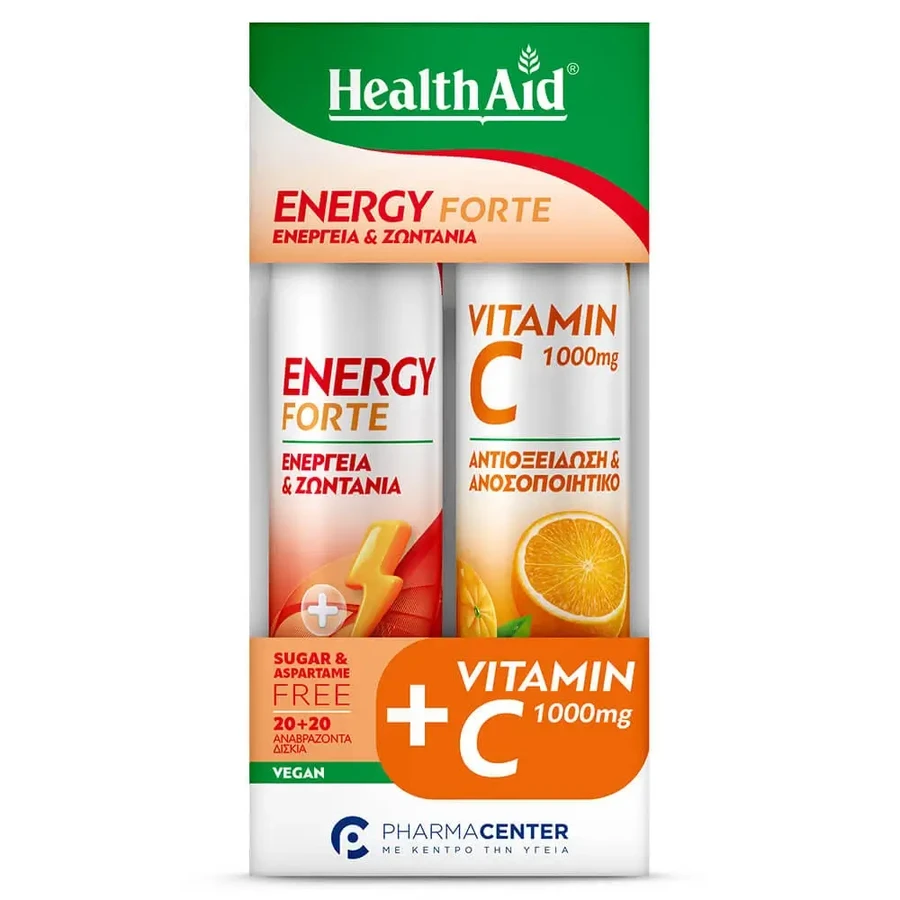 Health Aid Промо-пакет Енергія Форте, табл. + Вітамін С 1000мг Апельсин 20 табл.: ціни та характеристики