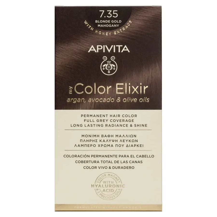 Apivita My Colour Elixir Перманентная краска для волос N7,35 Медовый блондин махагон: цены и характеристики