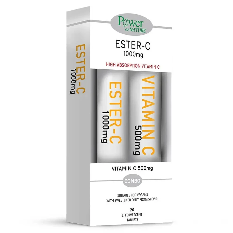 Промо-пакет Power Health Ester-C 1000мг стевії 20 табл. та вітамін С 500мг 20 табл.: ціни та характеристики