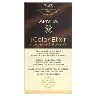 Apivita My Colour Elixir Перманентная краска для волос N7.43 Блондин Бронзовый Мед