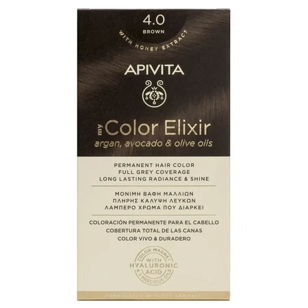 Еліксир для перманентної фарби для волосся Apivita My Colour Еліксир N4.0 Натуральний коричневий: ціни та характеристики
