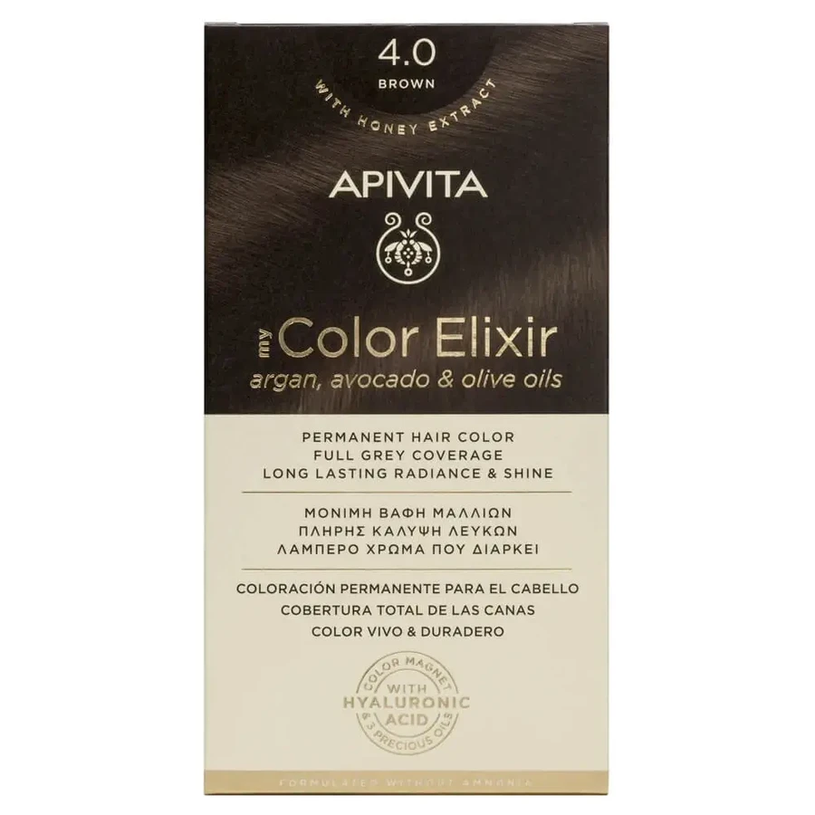 Еліксир для перманентної фарби для волосся Apivita My Colour Еліксир N4.0 Натуральний коричневий: ціни та характеристики