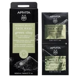 Apivita Express Beauty Глибоко очищуюча маска для обличчя із зеленою глиною 2х8мл