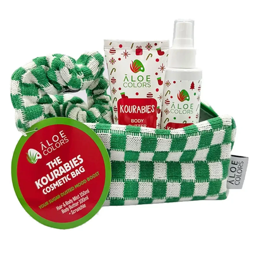 Косметичка Aloe+ Colours The Kourabies с дымкой для волос и тела 150 мл, маслом для тела 100 мл и эластичным: цены и характеристики