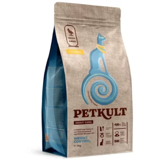 PETKULT Adult Care Контроль ваги, курятина, сухий корм для котів, ожиріння, 2кг
