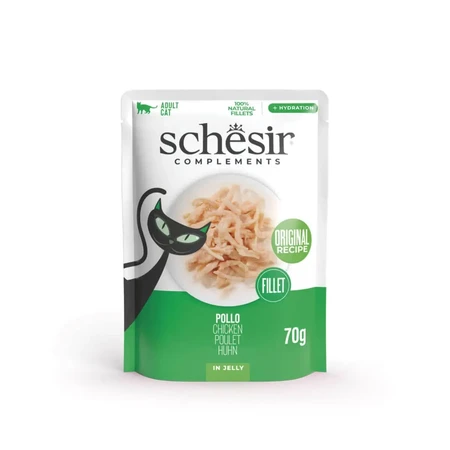 SCHESIR Комплимент в желе, курица, саше влажный корм для кошек, (в аспираторе), 70г: цены и характеристики