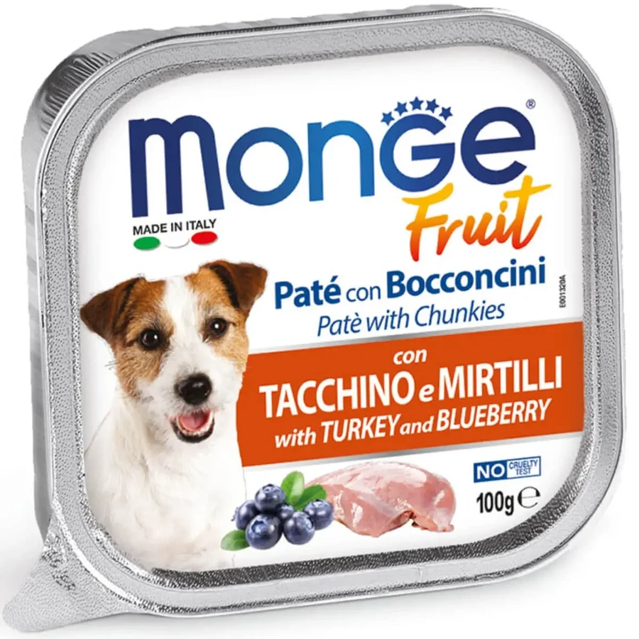 MONGE Fruit, XS-XL, индейка и клюква, лоток, беззерновой влажный корм для собак, (в собственном соку), 100г: цены и характеристики