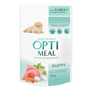 OPTIMEAL Junior, XS-XL, индейка и морковь, саше влажный корм для собак младших пород, (в соусе), 100 г