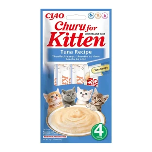 INABA Churu Kitten, тунець, мішечок, тюбик, беззернові ласощі для котів молодшого віку, (пюре), 56г