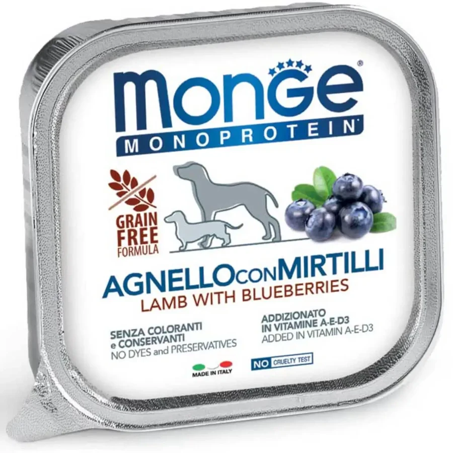 MONGE Monoprotein, XS-XL, ягненок и клюква, однобелковый беззерновой влажный корм для собак, (пате), 150 г: цены и характеристики